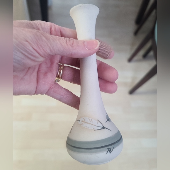 Vintage Other - Southwestern Cream Vase with Leaf Design, Navajo Pottery